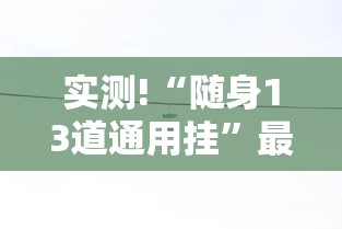 实测!“随身13道通用挂”最新辅助详细教程