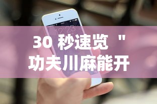 30 秒速览 ＂功夫川麻能开挂吗	”开挂科技辅助神器手机
